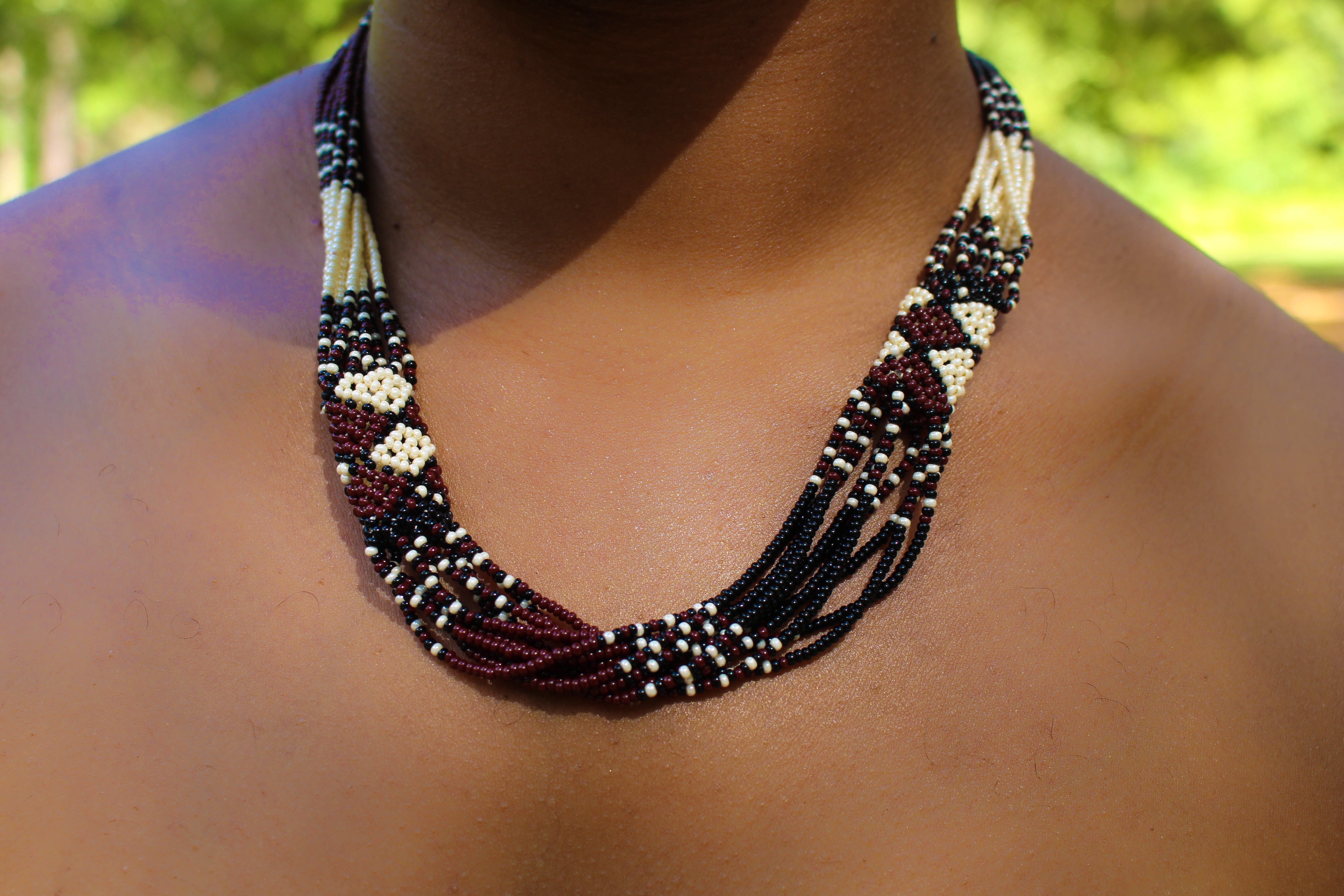 Beaded flower necklaces choker rainbow handmade colorful boho necklace